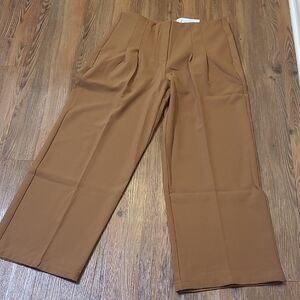 High-Rise Wide Leg Pleated Pants in Camel